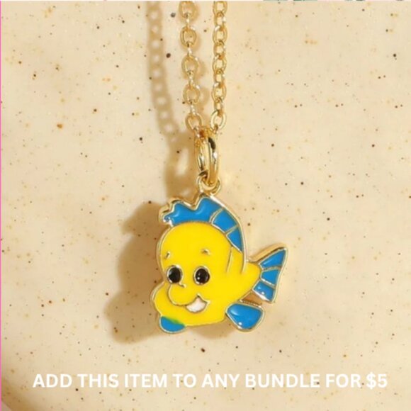 $5 ADD ON ITEM- 14K Gold Plated Fish Pendant Charm Necklace Chain Girls Kids - Picture 1 of 6